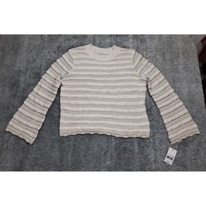 Ophelia Roe Sweater Womens Size Large Pullover Crochet Knit Bell Sleeve Office